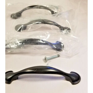 4 Antique Bronze colored Drawer Cabinet Pulls 3" Handles Knobs Never Used VTG